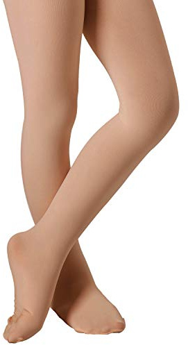 DIPUG Ballet Tights for Girls Dance Tights Toddler Thick Soft Footed Kids Suntan Stockings Size 3t 4t 5t, 1 Pack