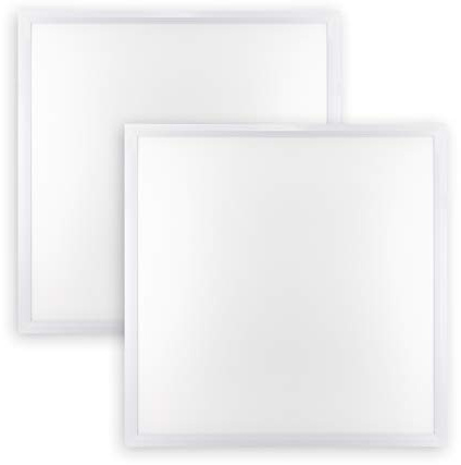POPP® Panel LED Empotrable 40W super slim PRO con lente PMMA UGR<19 SMD 4014 IP40*(Driver LIFUD incluido) No flicker no requiere tornillos instalación, para techos desmontables (60x60cm Pack 2, 4000K)