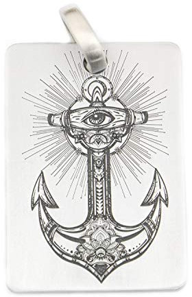 925 Sterling Silber Augen Anker Erkennungsmarke Herren Biker Rock Punk Anhänger 9X014 JP