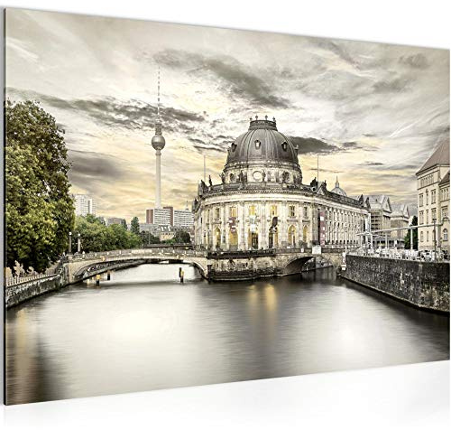 Runa Art Bild Berlin Modern Wandbilder Wohnzimmer Büro 1 Teilig - Made In Germany - Fernsehturm Beige Sepia Flur 036115b