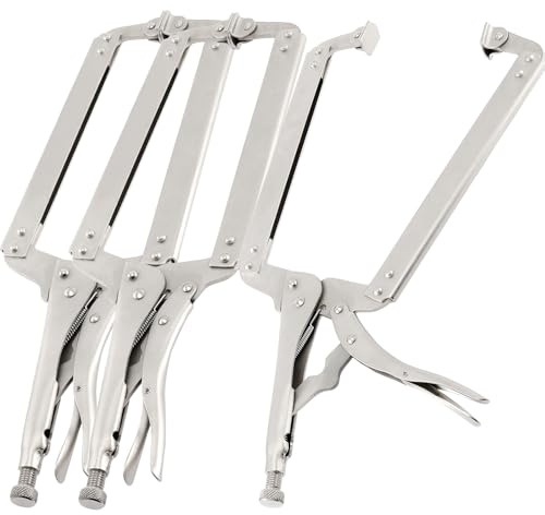 KOOMEDA 3 Stück 45,7 cm C-Klemmen-Verriegelungszange, Schraubzwinge, Schweißzange, C-Klemme mit Schwenk-Pads, Schraubstock Griff C-Klemme für Tischlerei, Schweißen, elektrische Ausrüstung.