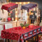 2er Pack Weihnachtstischdecke Rechteckig Groß, Weihnachtliche Tischdecke Rot, Tischabdeckung für Esstisch 180 x 150 cm (71x59in), Waschbare und Wasserabweisende Tischdecke zum Abwischen