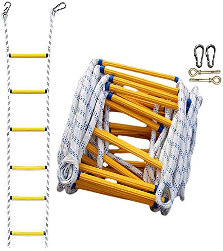 PHONME Rope ladder Emergency Fire Escape Ladder 2/3/4 storey for Home Climbing Fire Escape Weight Capacity Up to 420KG With Hooks for Windows and Balcony 3m 5m 8m 10m 15m 20m(Size:5m)