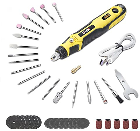 DNA MOTORING TOOLS-00220 Power Rotary Tool Kit, 3.7V Cordless Mini Grinder Multi-Tool Set for Drilling Grinding Polishing Engraving and Cutting,Yellow