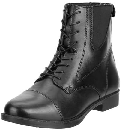 Contrace Reitstiefeletten BZ Lace Leather – Schwarz – Gr. 29-46 | Mädchen & Damen Reitschuhe aus Echtleder – atmungsaktive Stiefeletten – mit Reißverschluss, Schnürung & Mesh-Futter