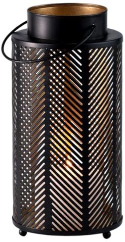 Modernes Gartenwindlicht Arvid handgemacht aus Metall in Schwarz 25 cm