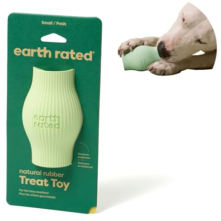 Earth Rated Treat Dispensing Dog Toy, Enrichment Toy for Adult and Puppy Dogs, Slow Feeder, Dishwasher and Freezer-Safe, Natural Rubber, Small, Green