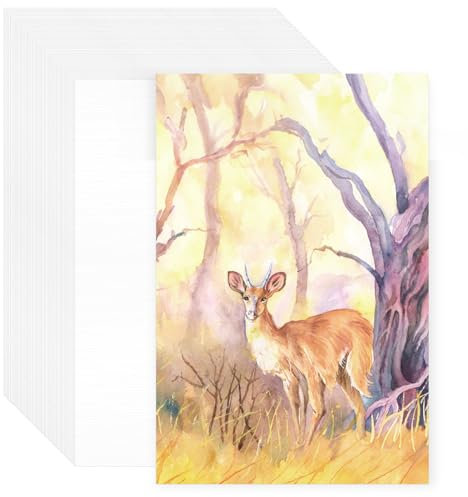 Aquarellpapier, 50 Blatt Aquarellblock 300g, Watercolor Paper Weiss für Aquarell Gouache Zeichnen Handlettering Aquarellbogen (12,7 x 17,8 cm)