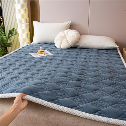 HAIBA Matratzenschutz Cashmere Touch Matratzenschoner Gesteppt 100x200cm Mikrofaser Füllen Matratzentopper, Atmungsaktiv Matratzenauflage Matratzenbezug Praktisch Langlebig Matratzenschutz Grau Blau