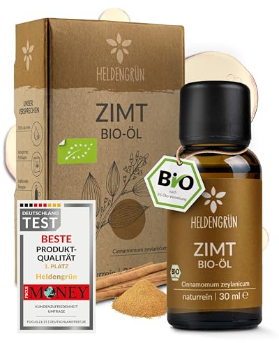 Heldengrün® BIO Zimtöl [100% NATURREIN] Ätherisches Öl 30 ml | Echter Ceylon-Zimt · warm, würzig & sinnlich · Bio-zertifiziert (DE-ÖKO-005) · Deutsches Startup