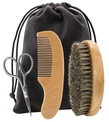 POPETPOP 1 Juego Equipo Para El Cuidado De La Barba Acondicionador De Barba Kit De Mantenimiento De La Barba Cepillo De Cerdas Para Barba Kit De Barba De Madera Hombre Suministros Cabello