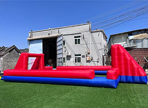 Vinfgoes Campo de fútbol inflable rojo y azul de 12 x 6 m para exteriores, cancha de campo de fútbol inflable y cancha de fútbol para parque escolar, juegos familiares y de equipo, V-ZQC002