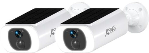 ANRAN 2 Pack 2K Security Cameras Wireless Outdoor, Integrated Solar Panel, WiFi Home Security Cameras, No Monthly Fee, 2-Way Audio, PIR/AI Detection, Siren, Color Night Vision, Works with Alexa, C3