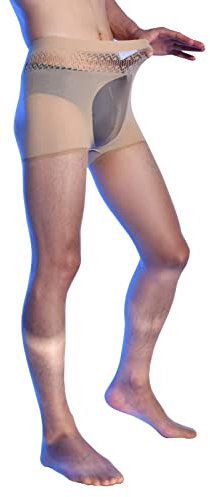 BESYFAY Herren Sexy 1 Den Öl Glänzend Nahtlose Strumpfhosen Seidige Durchsichtig Hochelastische Strumpfhose