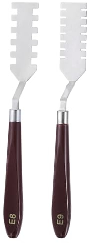 QUARKZMAN 2pz E8 E9 Set Spatole per Pittura Spatola Artistica Acciaio Inossidabile Coltelli Pallet Verniciatura Raschietti con Manico Plastica per Diffusione Miscelazione Olio Acrilico