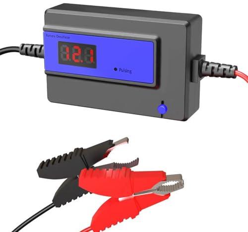 Automatischer Batterie Desulfator Wartungsgerät für Gel, AGM, SLA Blei Säure Batterien für Autos, LKWs, Motorräder, ATV, Boote, Solarpanel-Teig,400AH,12-48V (blau)
