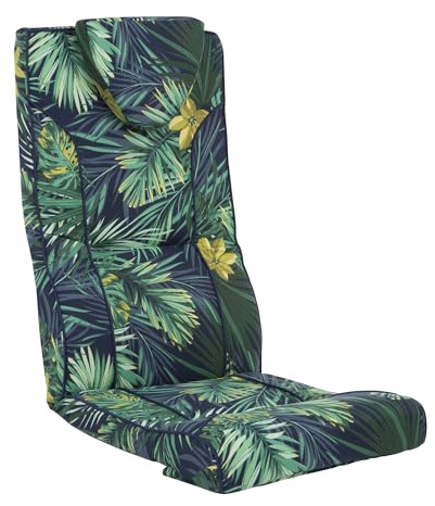 PATIO Klappstuhl Auflage Hochlehner mit Kopfteil Mijas 120 x 47 cm Gartenstuhl Polster Taschen zur Befestigung für Gestell bis 45 cm breit mit Ø 18 mm Rohrdicke