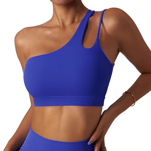 Happy Cherry Dam en axel sport-bh skönhet rygg yoga bh medium stöd bandeau magtröjor, BLÅ, M