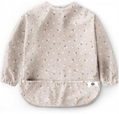 Bubba Bear ® Baby Weaning Bib with Sleeves | Long Sleeve Coverall Bibs Set | Toddler Led Feeding Sleeved Accessories for Babies from 6 Months Waterproof Apron Cape For Toddlers (Mauve Floral)