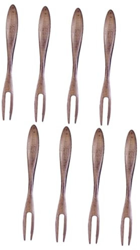 Amosfun 8 Stk Obstpflücker aus Holz dessertgabeln Die Dessertgabel Gabeln für Cafés Wiederverwendbare Gabeln Fruchtgabeln Snackgabeln Wiederverwendbare Obstgabeln Dessert-Picks