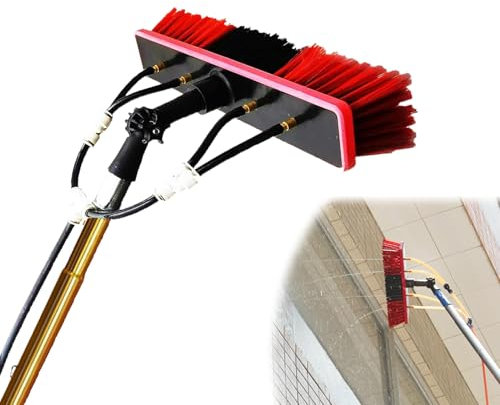 Dnowegas Teleskop Waschbürste 9m Silber mit 55cm Bürste, Ideal für Wintergärten und PV-Reinigung, Wasserführende Teleskopstange, Robustes Material