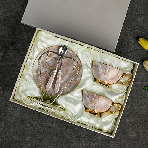 CQIKRWGWS Fine Bone China Coffee Cup/Tea Cup Set, With Golden Trim,Luxury British Style Tea Party Set, Gift Package For Afternoon Tea Living Room Decor