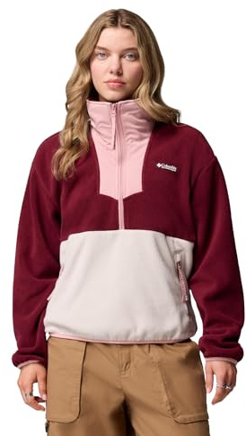 Columbia Sequoia Grove - Pile con Mezza Zip, da Donna, Colore: Vinaccia, Pietra Scura, Colore Rosa, XS