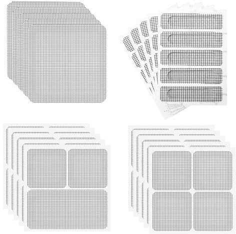 Fliegengitter Reparatur Set 65 Stück, 4 Größen Fensterbildschirm-Reparaturband, Insektenschutz Fliegengitter Fenster Reparatur Klebeband,Verhindern Moskitos Insekten,Stark Selbstklebend Glasfaser,Grau