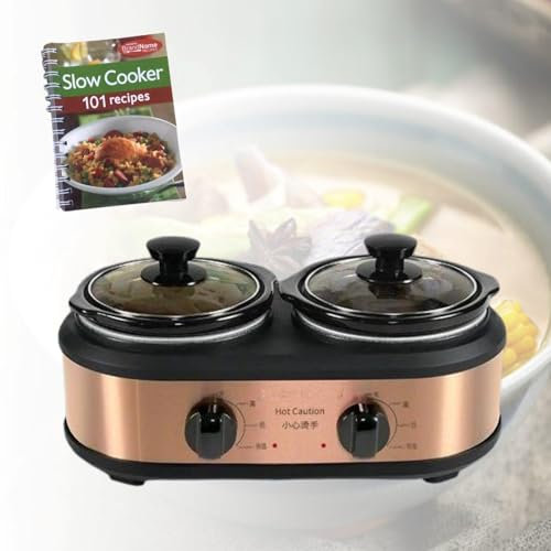 Ustensile de cuisine électrique Casserole amovible Lavable au lave-vaisselle 1,2 L * 2 Casseroles en céramique de grande capacité avec livre de recettes Chauffage uniforme pour buffet Traiteur