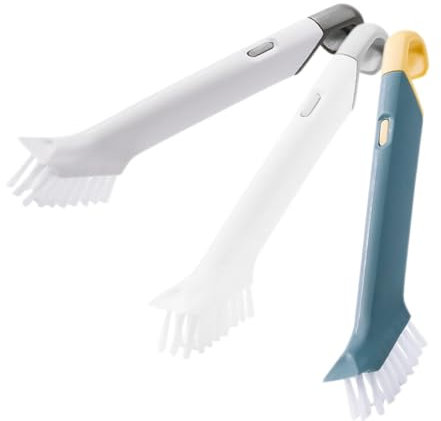 Juego de cepillos de limpieza de cocina con dispensador de jabón líquido recargable, limpiador de platos, limpiador de lavavajillas, limpiador de suelos de madera dura, limpiador multiusos para horno,