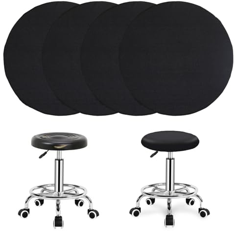 FAELNK Hockerbezug Rund Set of 4 Hocker Bezug Durchmesser 35-45 cm Chair Cover Knitterfrei Staubdicht Sitzbezug Stuhl Abnehmbar Waschbar für Esszimmer Büro Bar