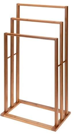 Well Home FSC 100% Bamboo Towel Rail with 3 Bars on Support 40x24.5x82cm