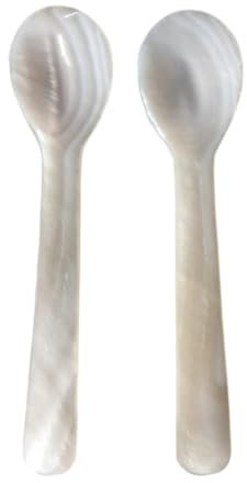 Cucchiai da caviale classici, 2 cucchiaini in madreperla cucchiaio per uova fatto a mano cucchiaio a manica rotonda per uova, caviale, caffè e dessert del deserto, 11 cm