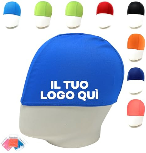 AQASKIN - Cuffie Nuoto Personalizzate - Cuffie in Poliestere Personalizzabili - Confezioni da 50pz - Cuffia Piscina Unisex - Personalizzazioni con il Tuo Logo