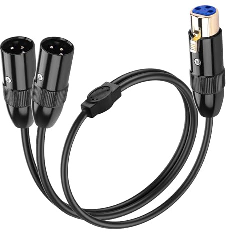 SinLoon 3Pin XLR Splitter Cable XLR 1 Male to 2 Female Balanced Audio Cable for Home Studio Recorder Amplifier Mixing Desk Speaker Professional Recording Live Stage (1 female and 2 males)