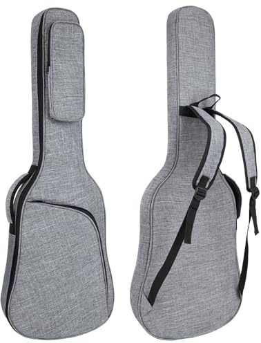 HOHIYO Bolsa suave para guitarra eléctrica de 39 pulgadas, funda suave para guitarra eléctrica, 11 mm de grosor, acolchada, impermeable, mochila para guitarra eléctrica con bolsillos, color gris, gris