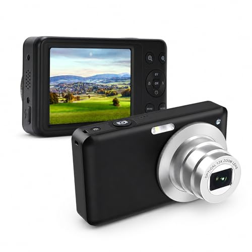 MENDUNER 64MP 4K Digitalkamera mit 3 Bildschirm und 20 facher Zoom - WiFi Vlogging Kamera für Reisefotografie, AF Autofokus mit Blitz und Filtern, 256 GB Unterstützt (Black)