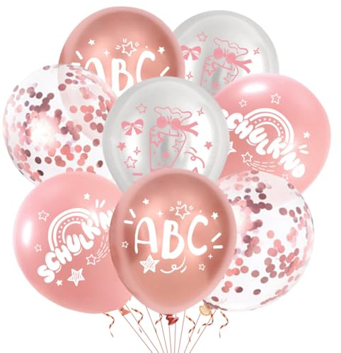 20 Stück Einschulung Deko Luftballons, Rosa Endlich Schulkind Luftballon, für Kinder Schulstart Deko Schuleinführung Party Jungen Mädchen