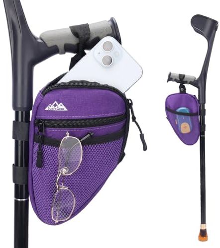 supregear Elbow Crutch Bag - Lightweight Water-Resistant Premium Storage Organizer with Multiple Pockets, Hands-Free Mobility Accessory for Forearm Crutches, Purple