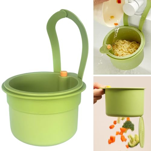 VLEDARLING Sieb für Spülbecken, Abnehmbare Waschbecken sieb Wasserhahn Hängend, Kunststoff-Abtropfkorb für die Küchenspüle, Obstsieb zum Aufhängen am Wasserhahn Hängesieb,für Organizer in Küche (Grün)
