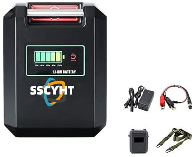 SSCYHT 14.8v10000mah, 14,8V 7500mAh 10000mAh 15000mAh 20000mAh Akku für elektrische Angelrollen und elektrische Winden (Ersatzakku) inklusive Ladegerät, Kabel, Abdeckung und Tragegurt