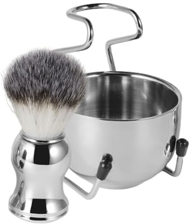 SOPOTUTU Kit de Blaireau de Rasage Expérience de Rasage Confortable et Pratique en Acier Inoxydable pour Hommes et Brosse de Nettoyage Bol à Raser
