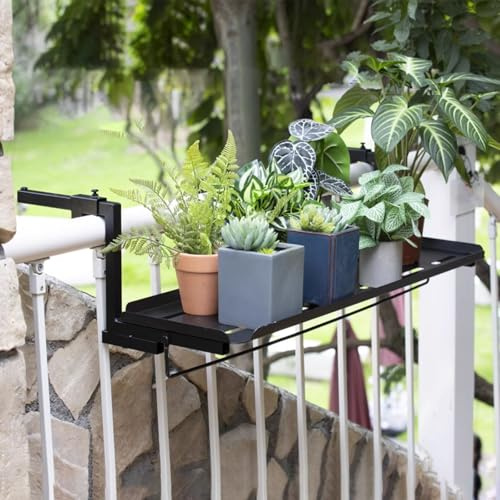 Mesa de terraza para jardín, patio, balcón, barandilla, elegante mesa colgante para barandillas, perfecta para uso en interiores y exteriores, diseño que ahorra espacio, ideal para relajarse y