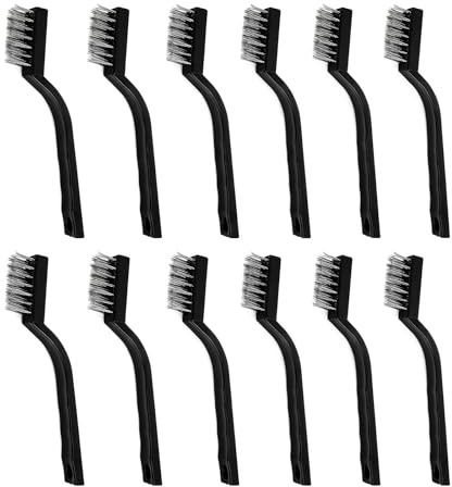 12 Pieces Mini Brosses Métalliques, 17 cm Brosse Acier Inoxydable | avec Manche Incurvé, Brosses en Laiton, Brosses Métalliques en Acier Inoxydable, pour Nettoyage Enlever la Rouille
