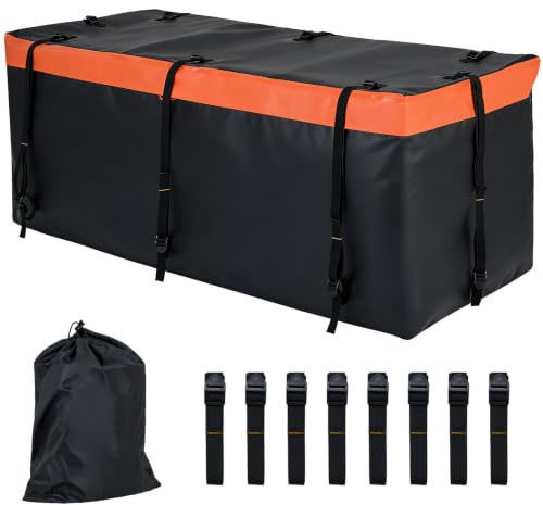 GIANTEX Caja trasera para enganche de remolque, bolsa trasera con correas, cubierta para lluvia y bolsa de almacenamiento, caja de transporte resistente al agua, caja plegable para SUV, SUV y