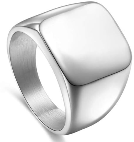 ENHONG Mens Rings Stainless Steel Square Signet Rings for Men,Silver Pinky Thumb Ring for Dad Father Jewelry Gift for Him,Men's Ring for Biker Size 8