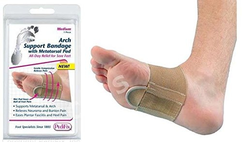 PEDIFIX Arch Support Compression Bandage with Metatarsal Pad P6002 Relieves Neuroma Bunion Heel Pain Plantar Fasciitis (Large)