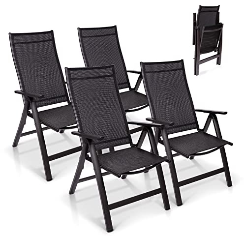 Homeoutfit24 London Gartenstühle, 4er Set | Made in Europe, Balkonstuhl klappbar, Hochlehner Gartenstuhl, Esszimmerstuhl, Balkon und Terrasse, verstellbar, Campingstühle