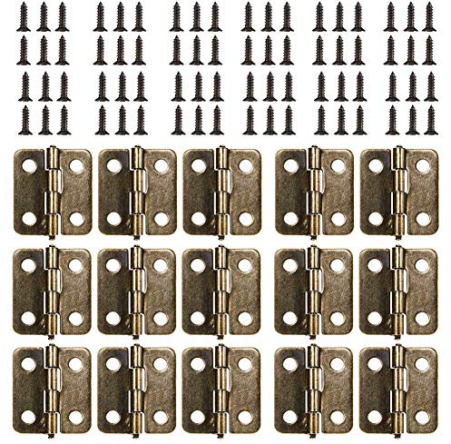 Kleine Mini-Scharniere, 50er-Packung Schrank-Scharniere mit 200 x 8 mm großen Mini-Messing-Scharnier-Ersatzschrauben, Metall-Scharnier für Holz-Schmuckkästchen