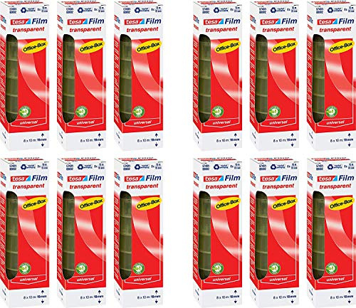 tesa tesafilm transparent, Office-Box mit 8 Rollen (10m:19mm 12 Boxen)